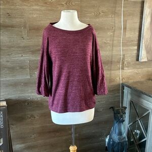 Burgundy Bubble Sleeve Sweater